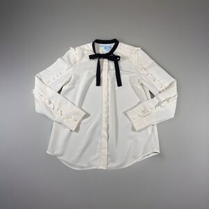 Draper James Cream Blouse with Black Bow